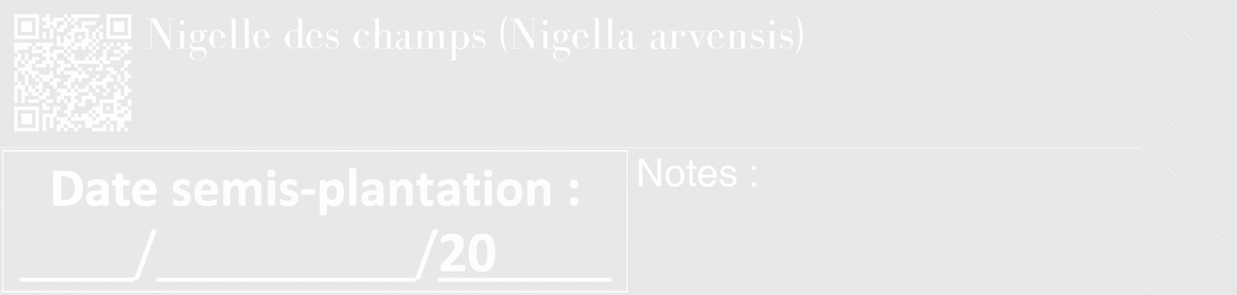 Étiquette de : Nigella arvensis - format c - style blanche55_simple_simplebod avec qrcode et comestibilité
