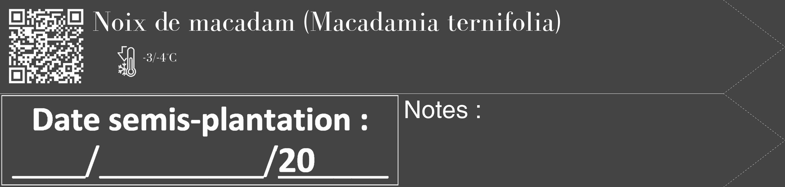 Étiquette de : Macadamia ternifolia - format c - style blanche48_simple_simplebod avec qrcode et comestibilité