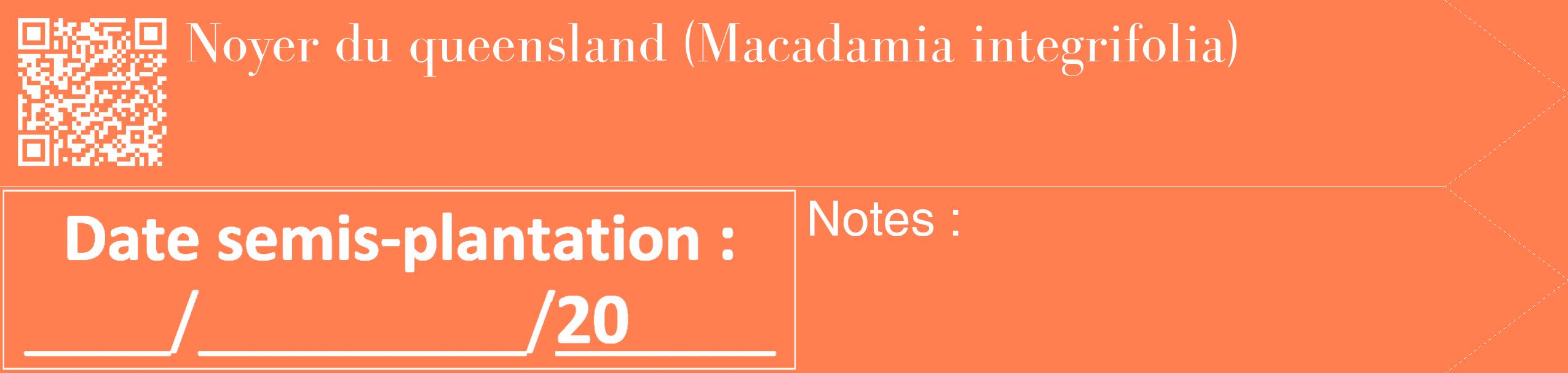 Étiquette de : Macadamia integrifolia - format c - style blanche24_simple_simplebod avec qrcode et comestibilité