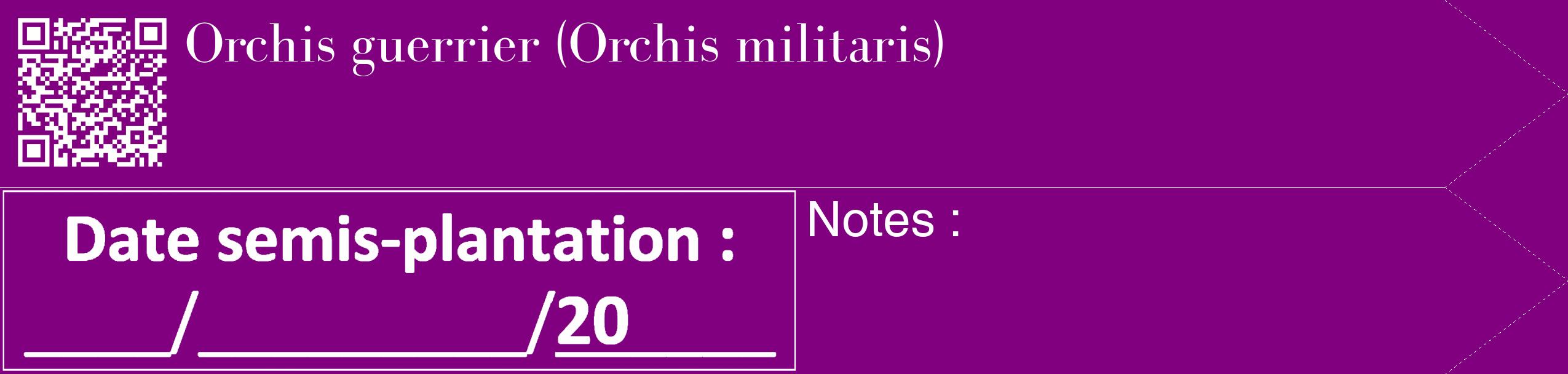 Étiquette de : Orchis militaris - format c - style blanche46_simple_simplebod avec qrcode et comestibilité