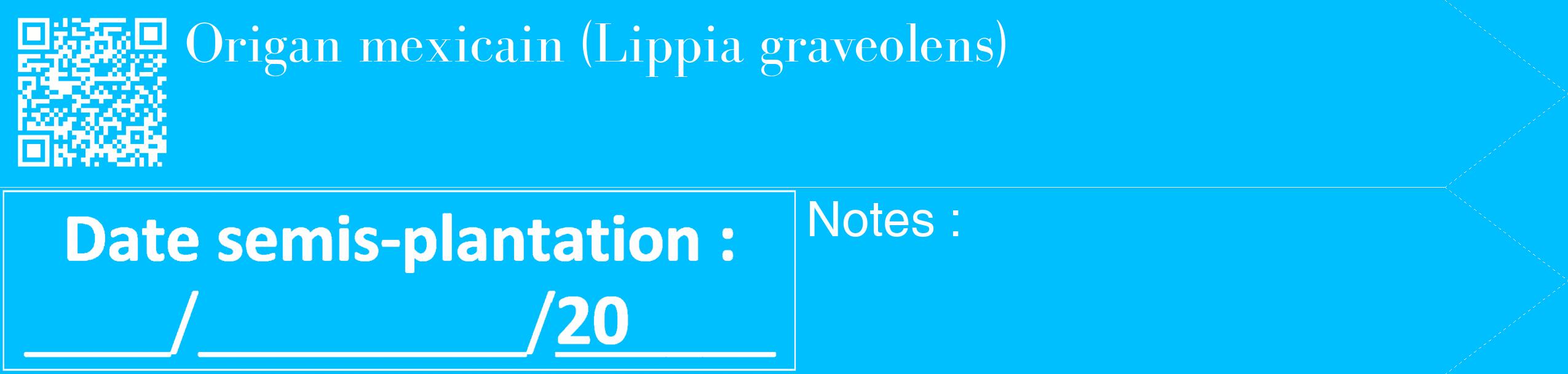 Étiquette de : Lippia graveolens - format c - style blanche2_simple_simplebod avec qrcode et comestibilité
