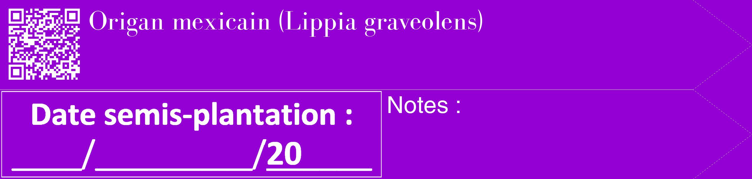 Étiquette de : Lippia graveolens - format c - style blanche48_simple_simplebod avec qrcode et comestibilité