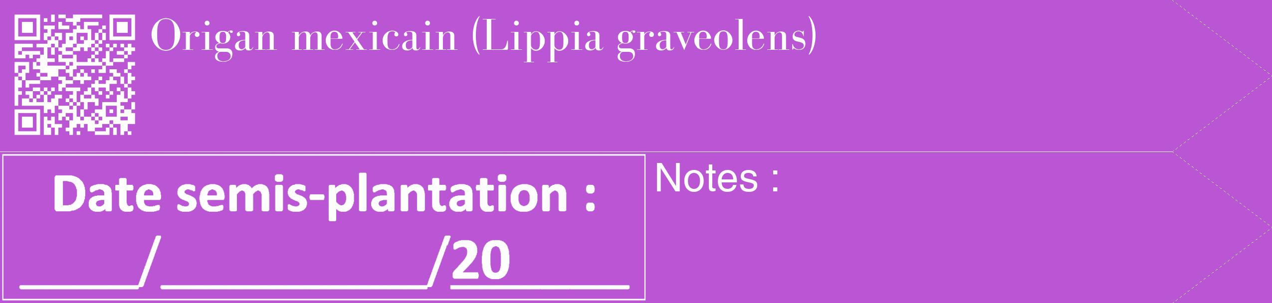 Étiquette de : Lippia graveolens - format c - style blanche50_simple_simplebod avec qrcode et comestibilité