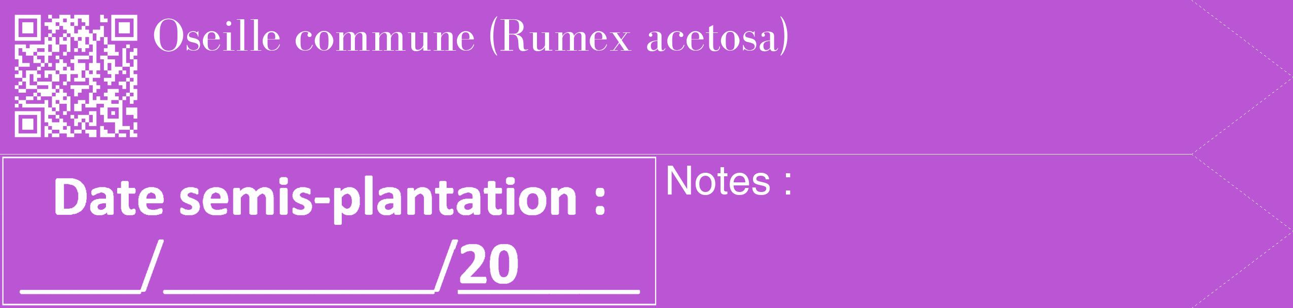 Étiquette de : Rumex acetosa - format c - style blanche50_simple_simplebod avec qrcode et comestibilité
