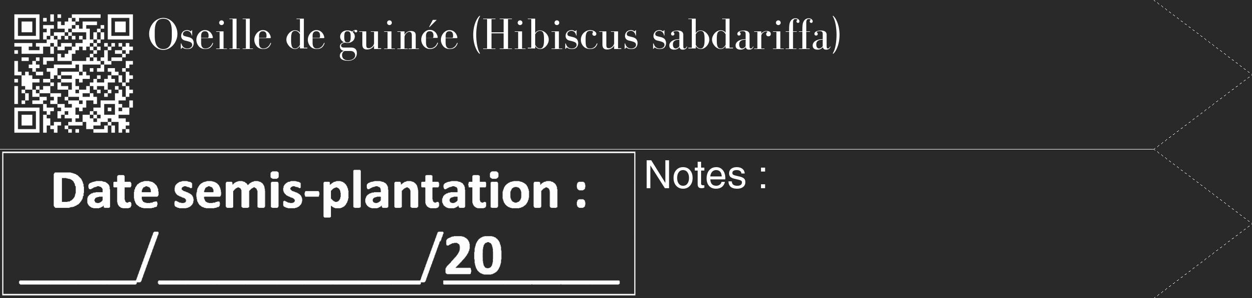 Étiquette de : Hibiscus sabdariffa - format c - style blanche34_simple_simplebod avec qrcode et comestibilité