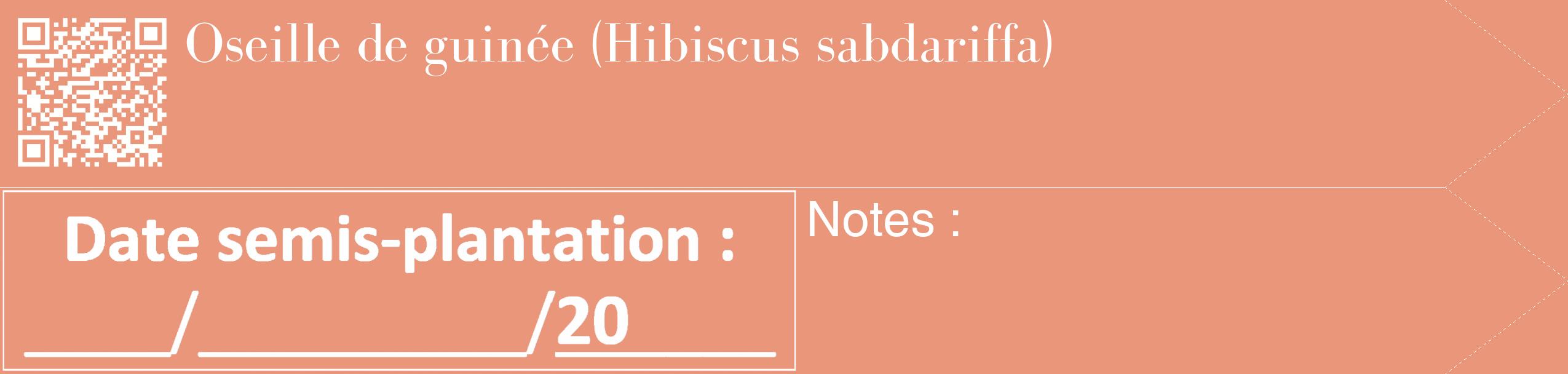 Étiquette de : Hibiscus sabdariffa - format c - style blanche37_simple_simplebod avec qrcode et comestibilité