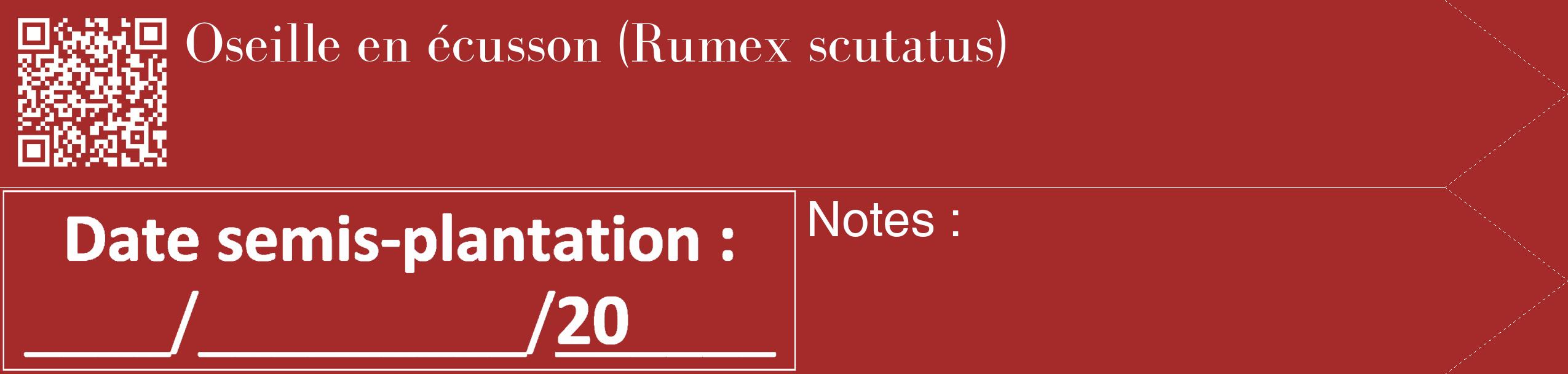 Étiquette de : Rumex scutatus - format c - style blanche33_simple_simplebod avec qrcode et comestibilité