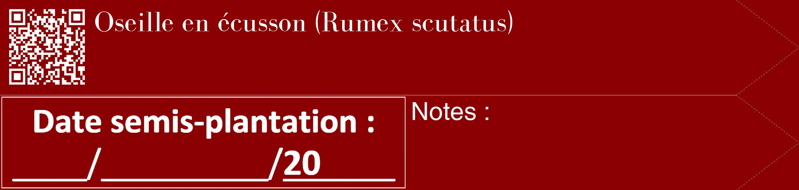 Étiquette de : Rumex scutatus - format c - style blanche34_simple_simplebod avec qrcode et comestibilité