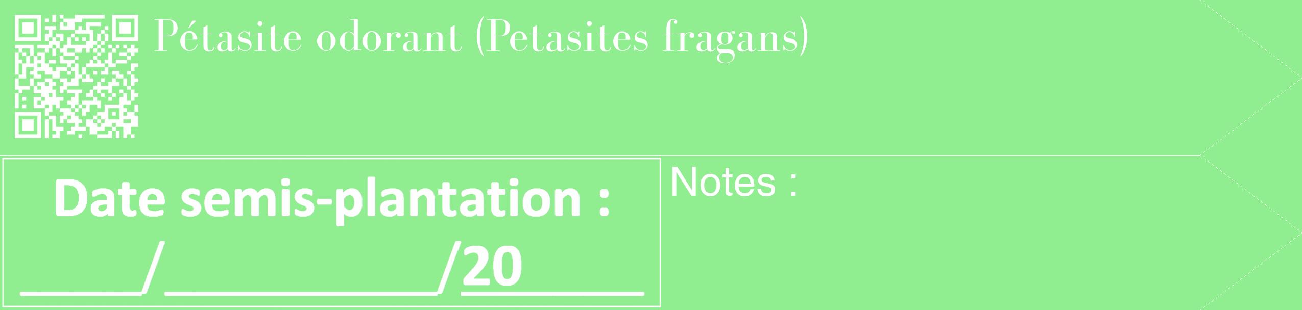 Étiquette de : Petasites fragans - format c - style blanche15_simple_simplebod avec qrcode et comestibilité
