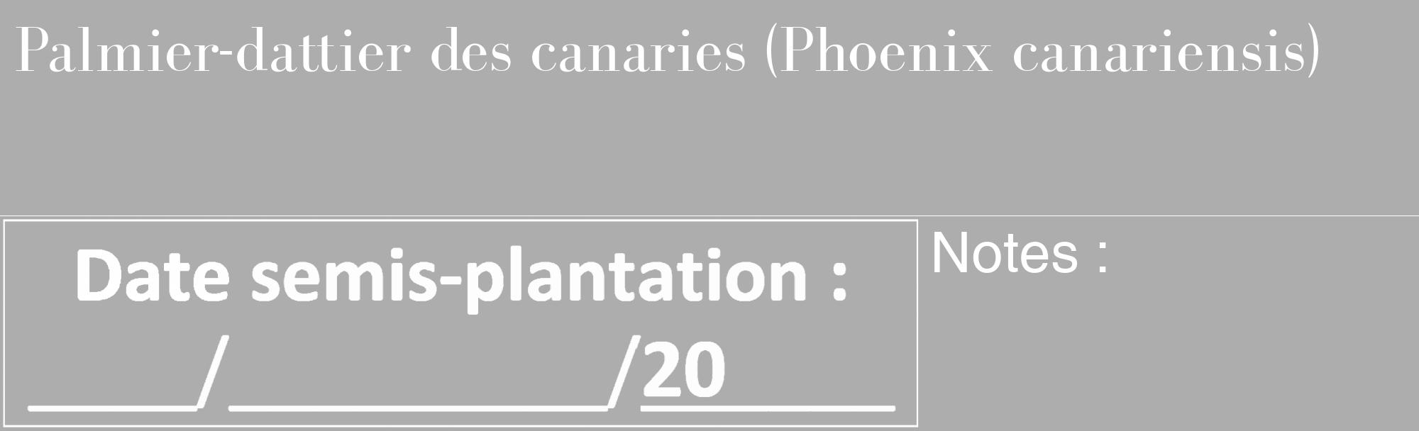 Étiquette de : Phoenix canariensis - format c - style blanche22_basique_basiquebod avec comestibilité