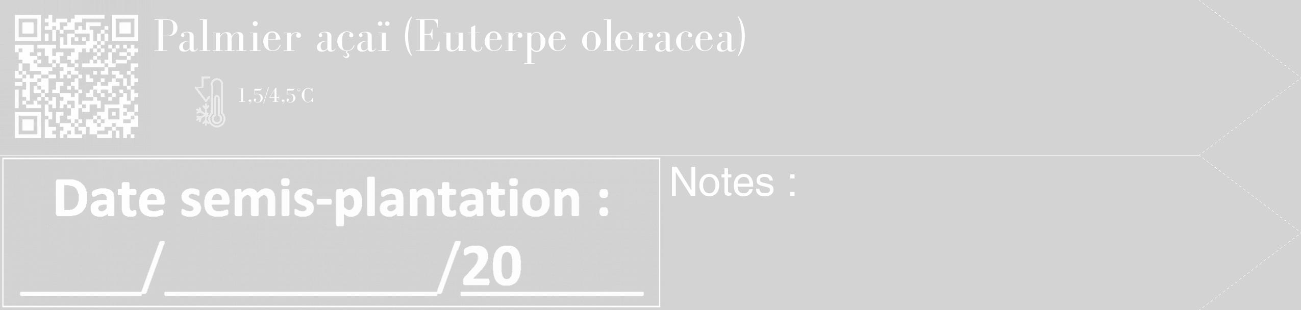 Étiquette de : Euterpe oleracea - format c - style blanche56_simple_simplebod avec qrcode et comestibilité