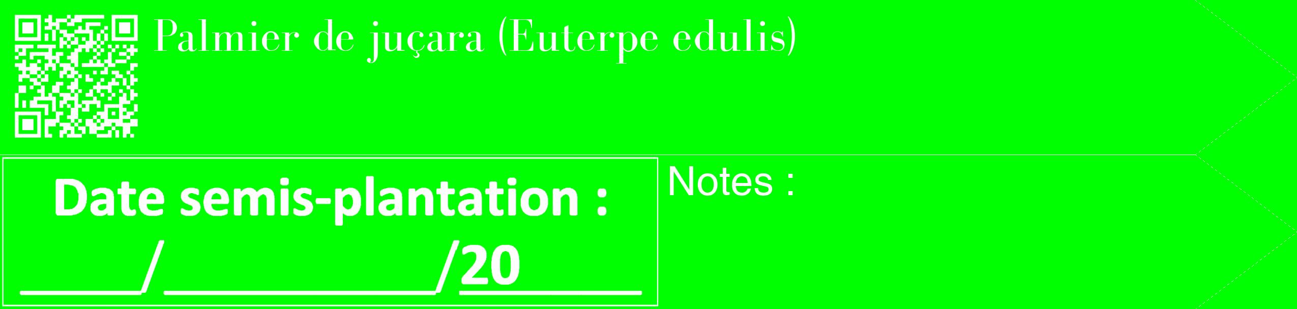 Étiquette de : Euterpe edulis - format c - style blanche16_simple_simplebod avec qrcode et comestibilité