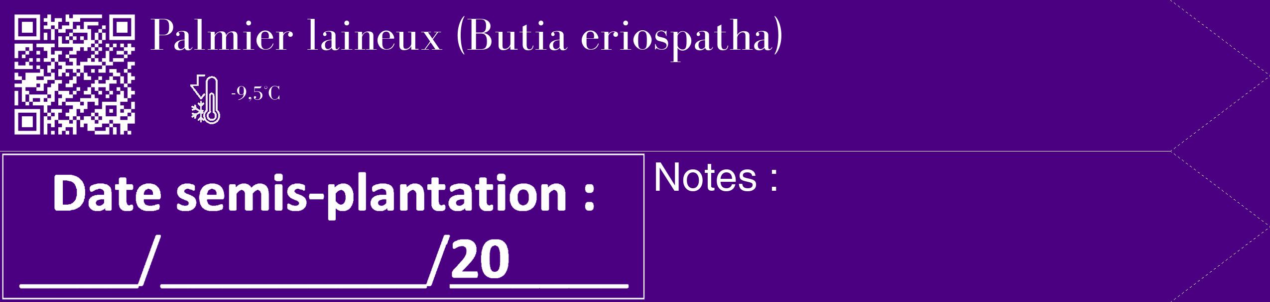 Étiquette de : Butia eriospatha - format c - style blanche47_simple_simplebod avec qrcode et comestibilité