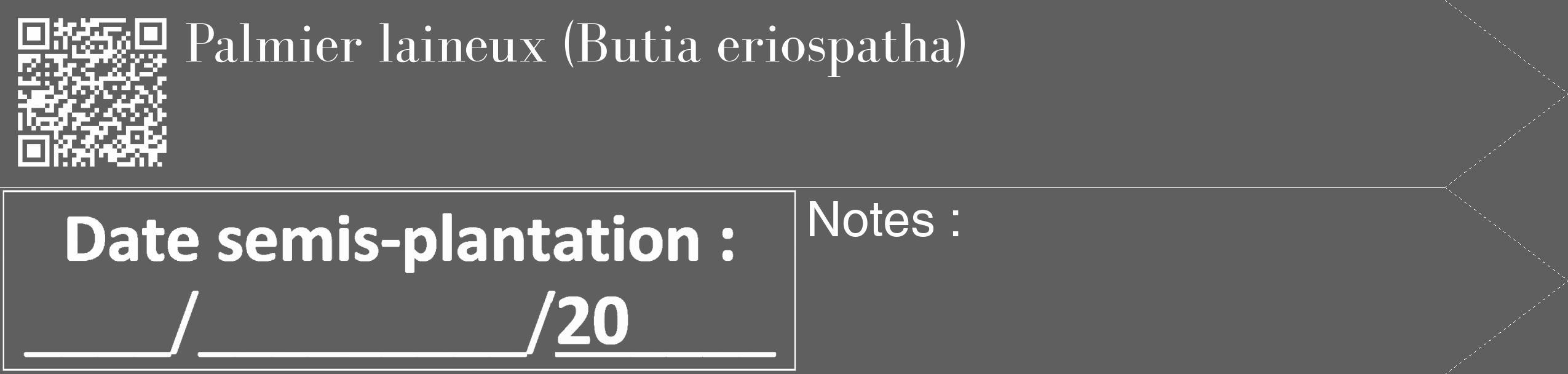 Étiquette de : Butia eriospatha - format c - style blanche10_simple_simplebod avec qrcode et comestibilité