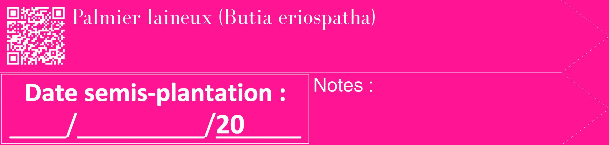 Étiquette de : Butia eriospatha - format c - style blanche43_simple_simplebod avec qrcode et comestibilité