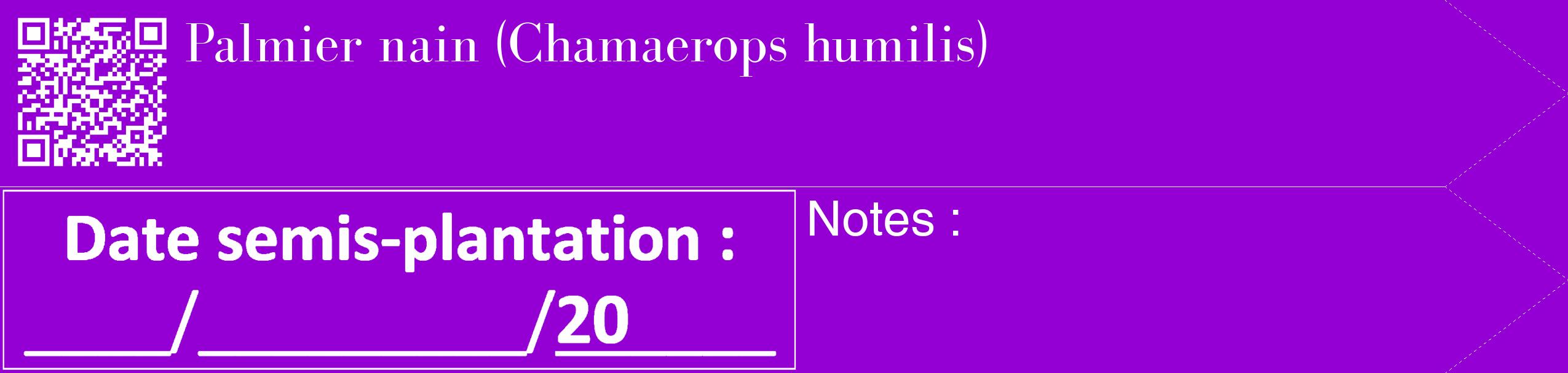 Étiquette de : Chamaerops humilis - format c - style blanche48_simple_simplebod avec qrcode et comestibilité
