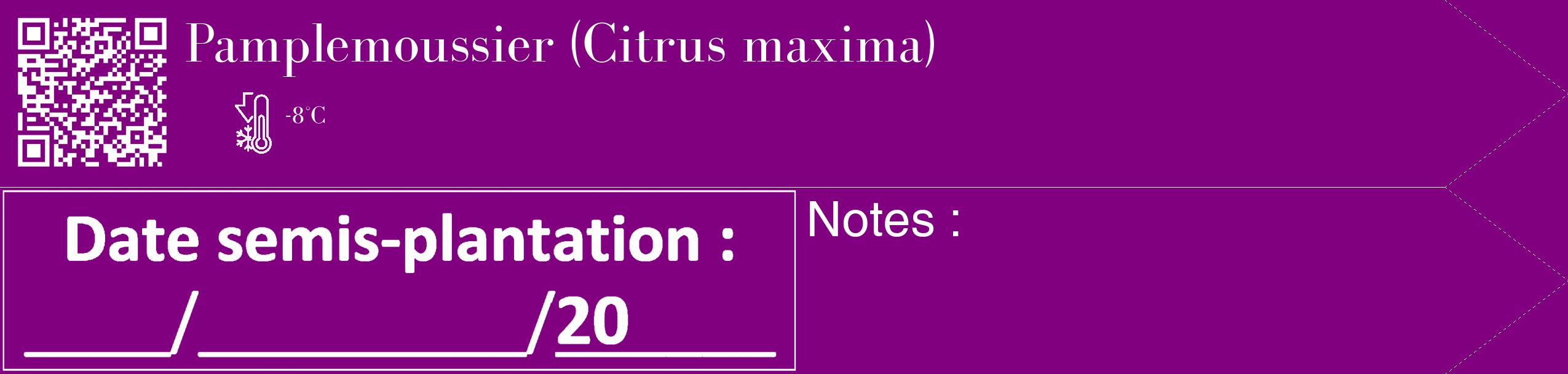 Étiquette de : Citrus maxima - format c - style blanche46_simple_simplebod avec qrcode et comestibilité