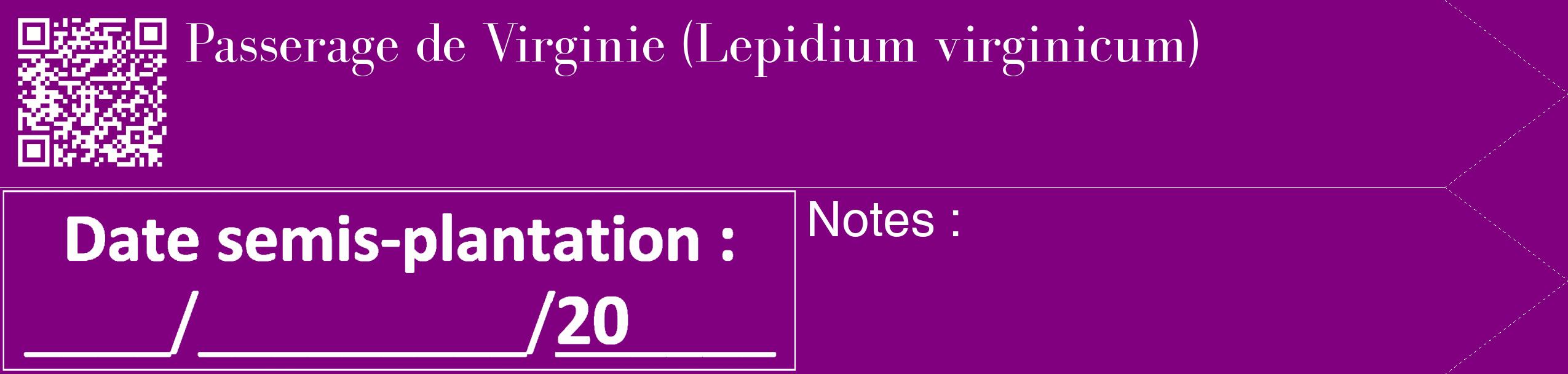 Étiquette de : Lepidium virginicum - format c - style blanche46_simple_simplebod avec qrcode et comestibilité