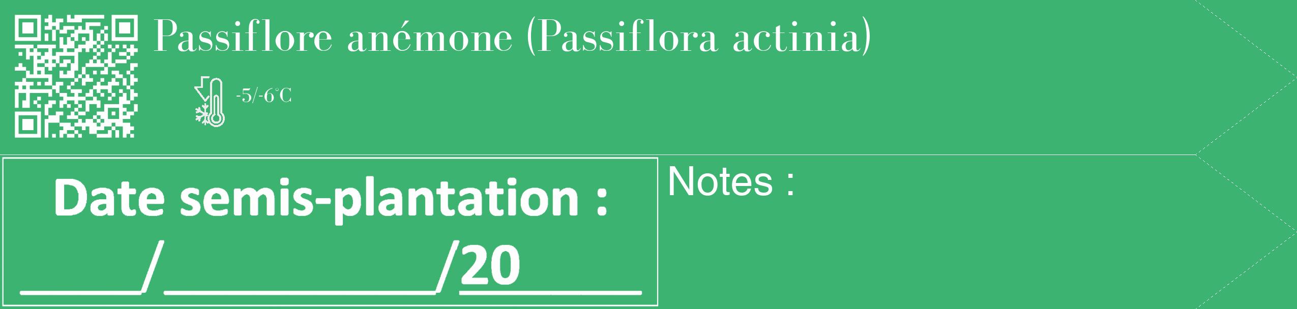 Étiquette de : Passiflora actinia - format c - style blanche12_simple_simplebod avec qrcode et comestibilité