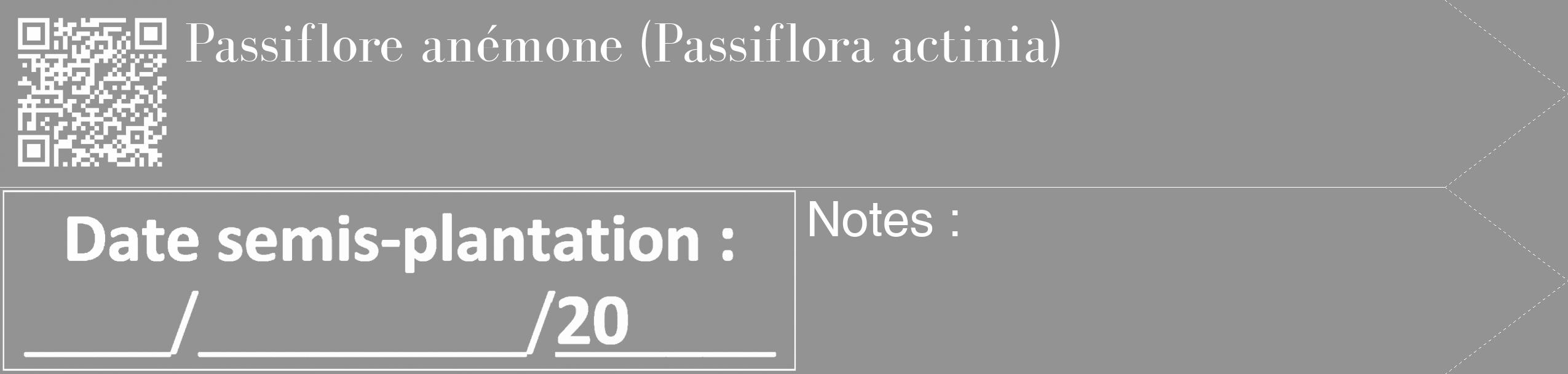 Étiquette de : Passiflora actinia - format c - style blanche44_simple_simplebod avec qrcode et comestibilité