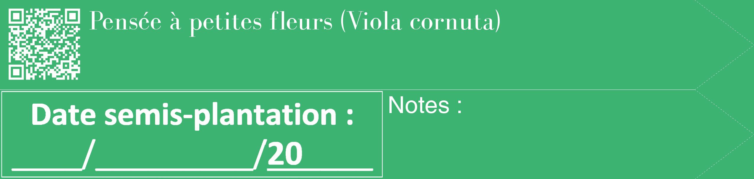 Étiquette de : Viola cornuta - format c - style blanche12_simple_simplebod avec qrcode et comestibilité