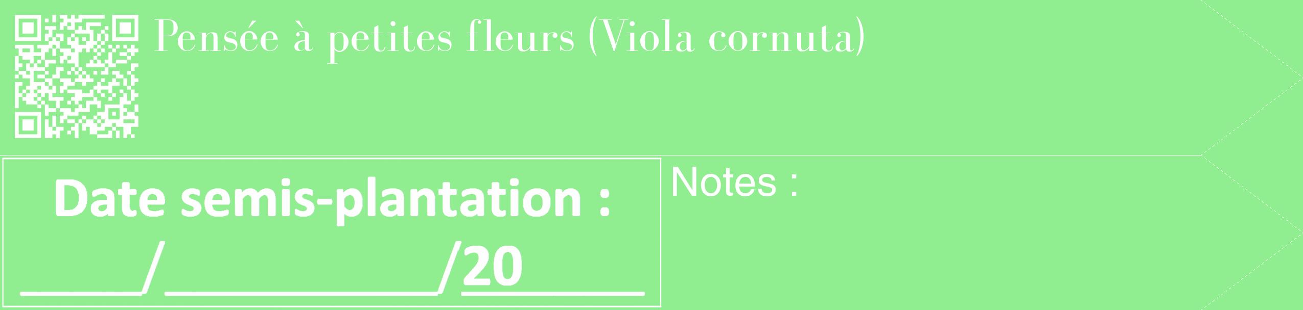 Étiquette de : Viola cornuta - format c - style blanche15_simple_simplebod avec qrcode et comestibilité
