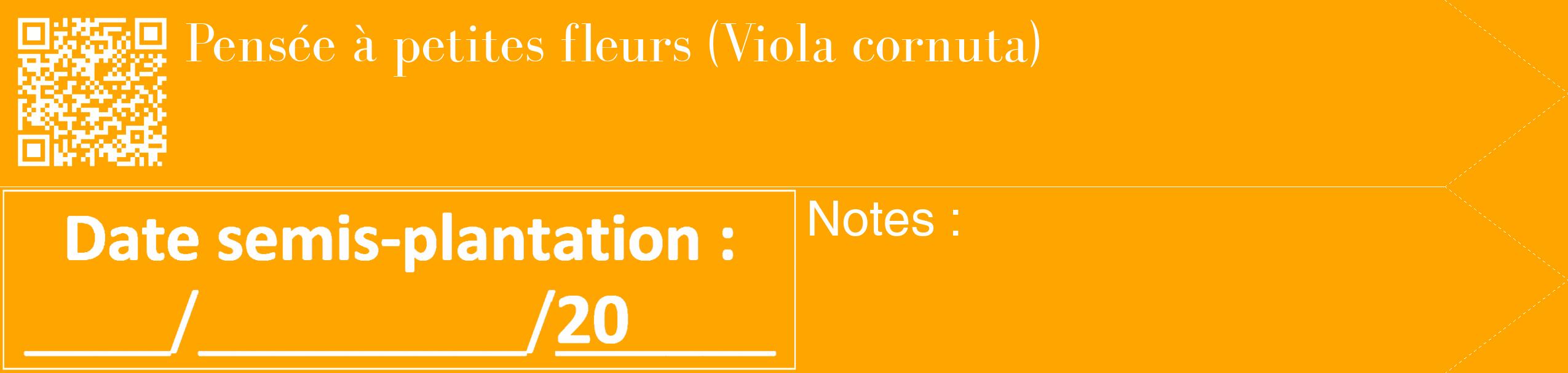 Étiquette de : Viola cornuta - format c - style blanche22_simple_simplebod avec qrcode et comestibilité