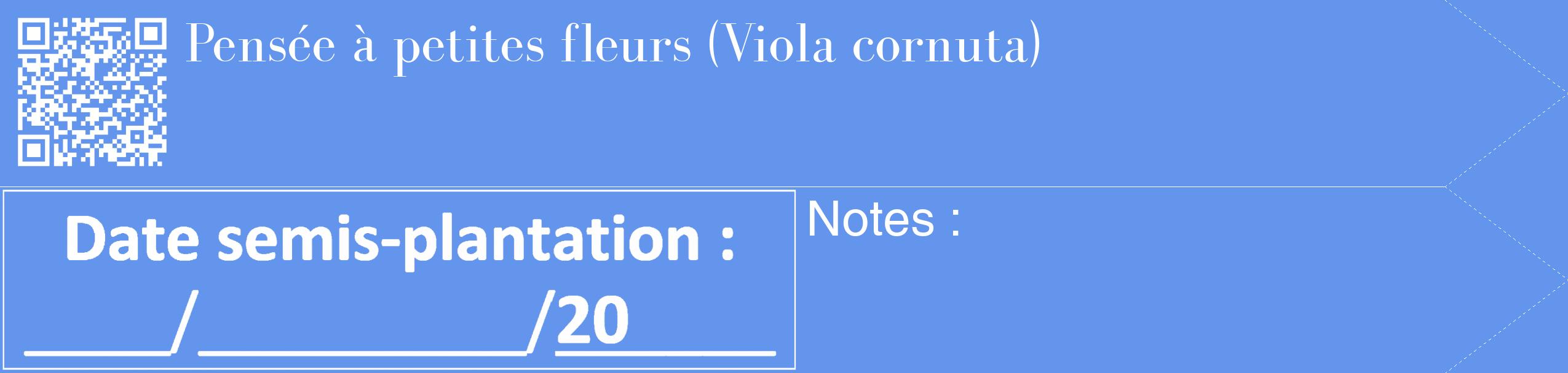 Étiquette de : Viola cornuta - format c - style blanche4_simple_simplebod avec qrcode et comestibilité