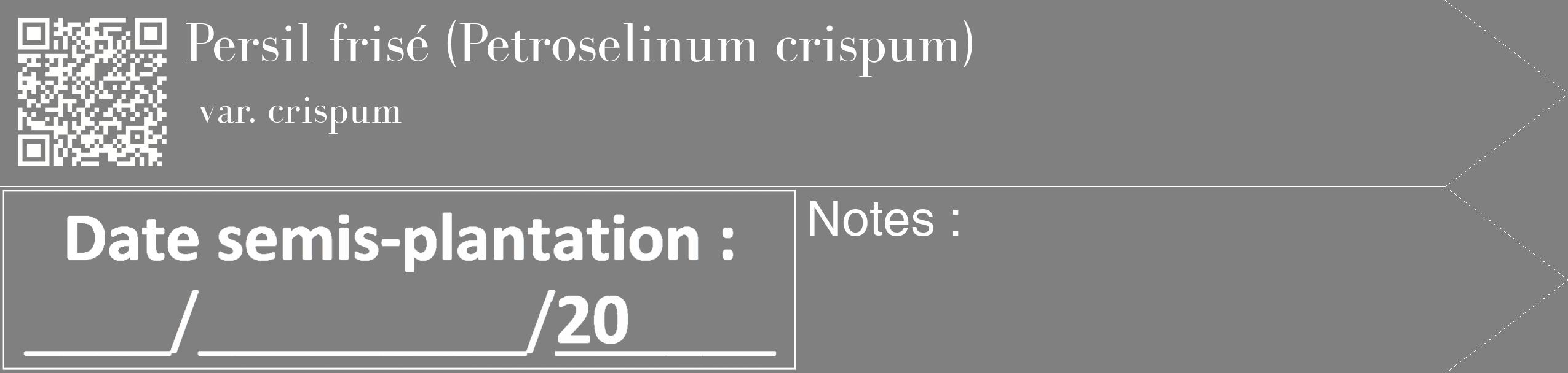 Étiquette de : Petroselinum crispum var. crispum - format c - style blanche57_simple_simplebod avec qrcode et comestibilité