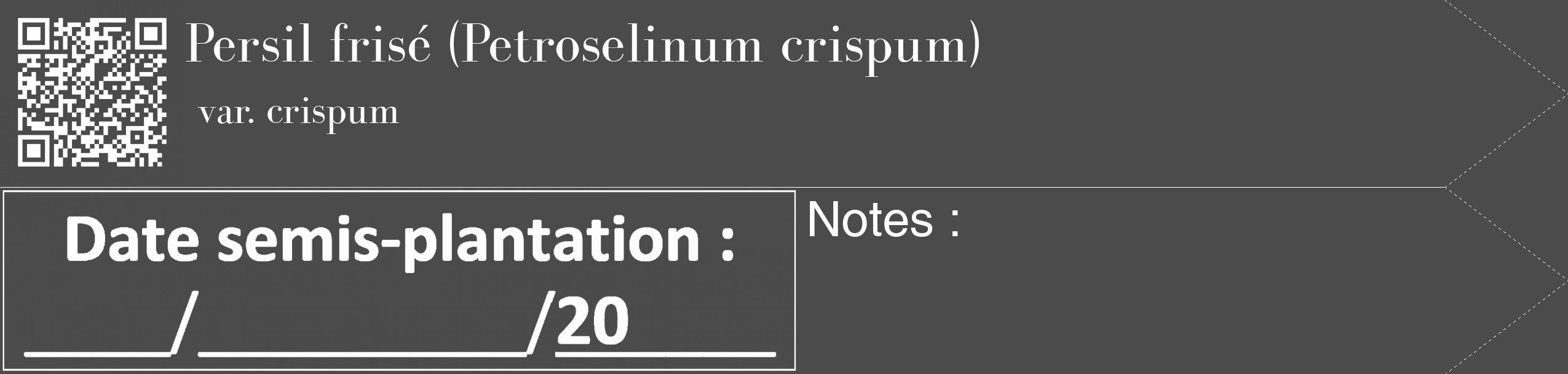 Étiquette de : Petroselinum crispum var. crispum - format c - style blanche9_simple_simplebod avec qrcode et comestibilité
