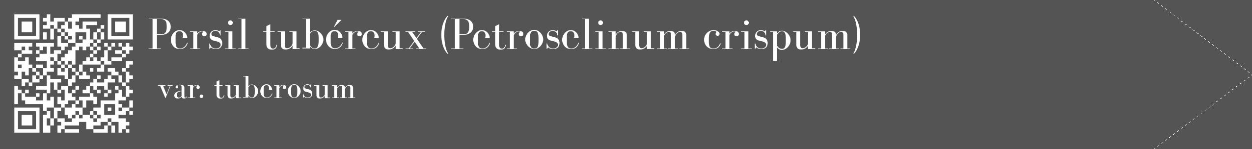 Étiquette de : Petroselinum crispum var. tuberosum - format c - style blanche30_simple_simplebod avec qrcode et comestibilité