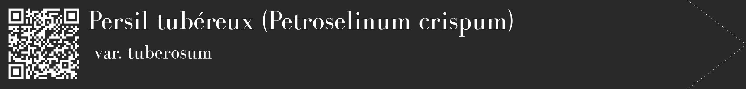 Étiquette de : Petroselinum crispum var. tuberosum - format c - style blanche34_simple_simplebod avec qrcode et comestibilité