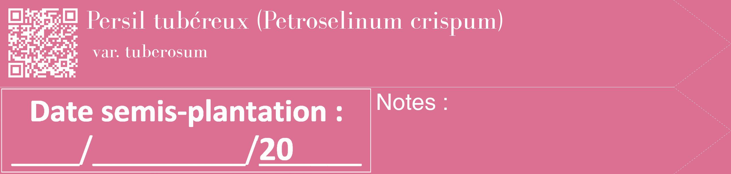 Étiquette de : Petroselinum crispum var. tuberosum - format c - style blanche44_simple_simplebod avec qrcode et comestibilité
