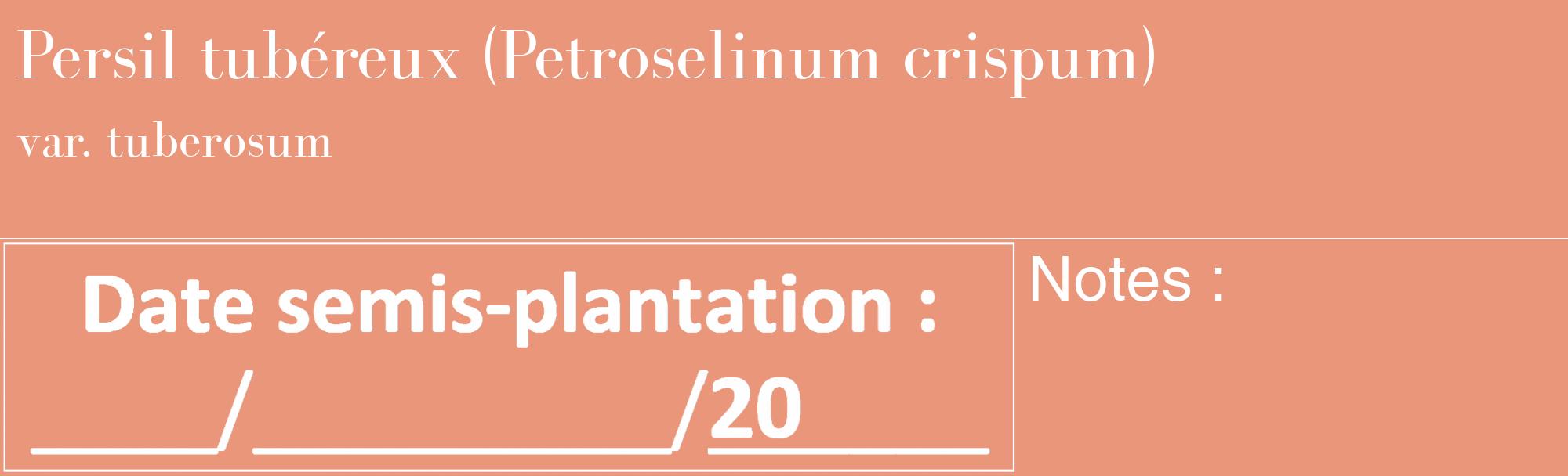 Étiquette de : Petroselinum crispum var. tuberosum - format c - style blanche37_basique_basiquebod avec comestibilité
