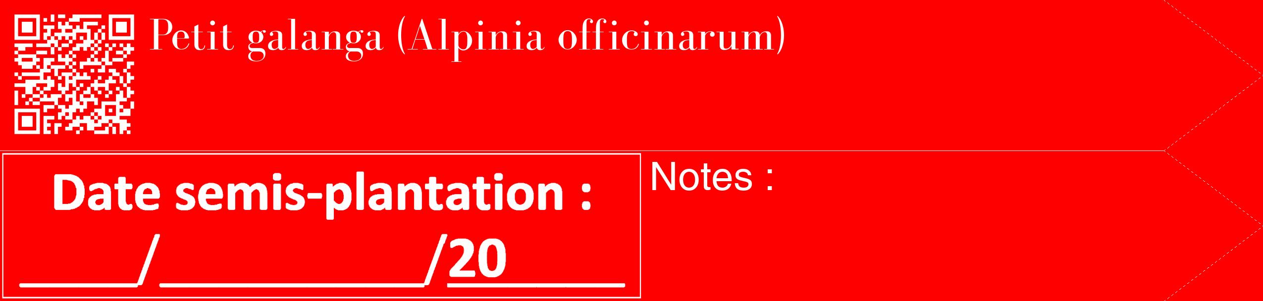 Étiquette de : Alpinia officinarum - format c - style blanche27_simple_simplebod avec qrcode et comestibilité