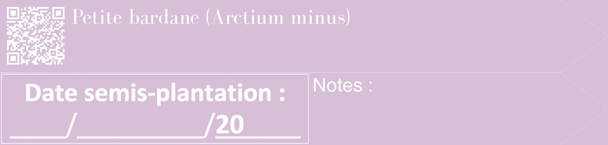 Étiquette de : Arctium minus - format c - style blanche54_simple_simplebod avec qrcode et comestibilité