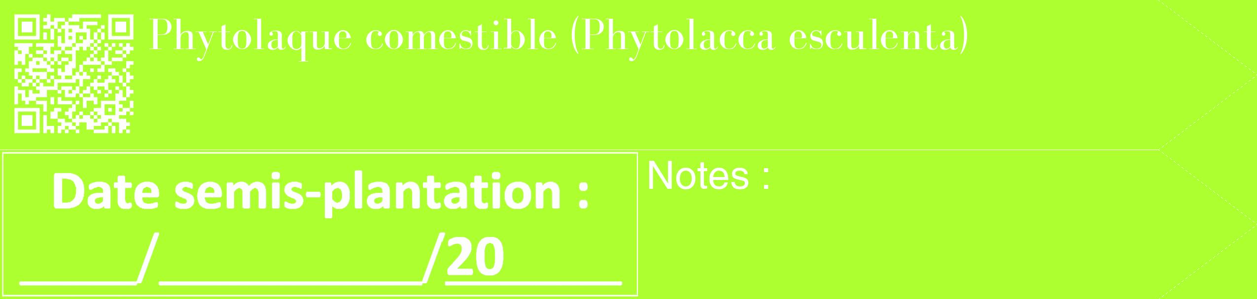 Étiquette de : Phytolacca esculenta - format c - style blanche17_simple_simplebod avec qrcode et comestibilité