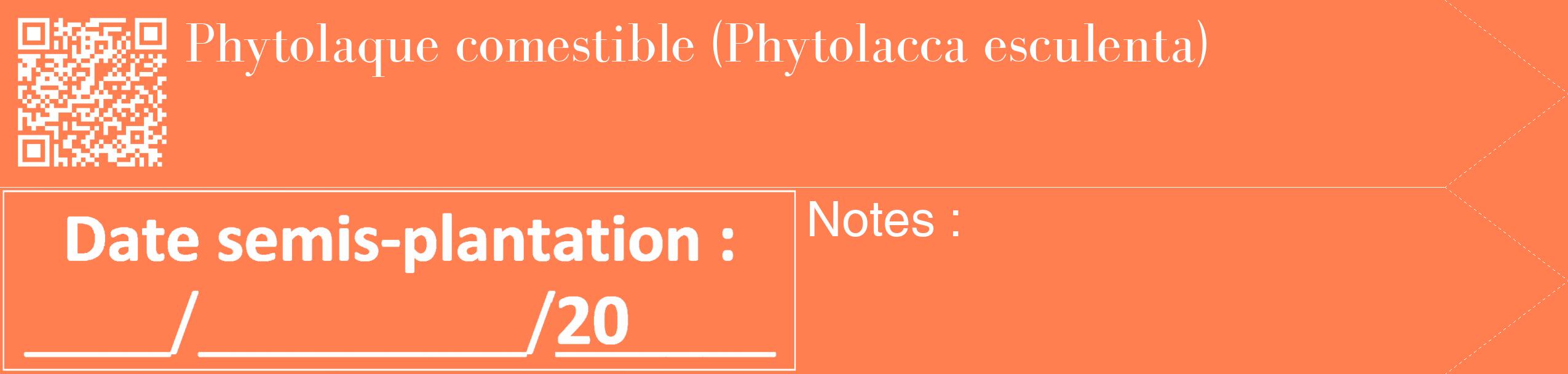 Étiquette de : Phytolacca esculenta - format c - style blanche24_simple_simplebod avec qrcode et comestibilité