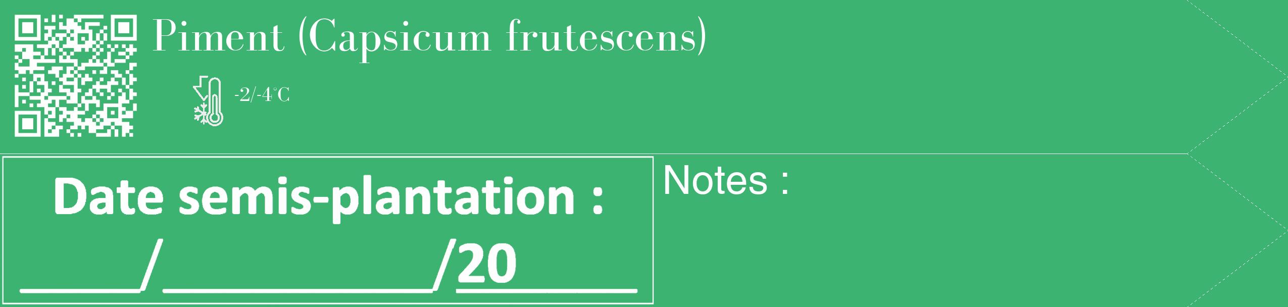 Étiquette de : Capsicum frutescens - format c - style blanche12_simple_simplebod avec qrcode et comestibilité