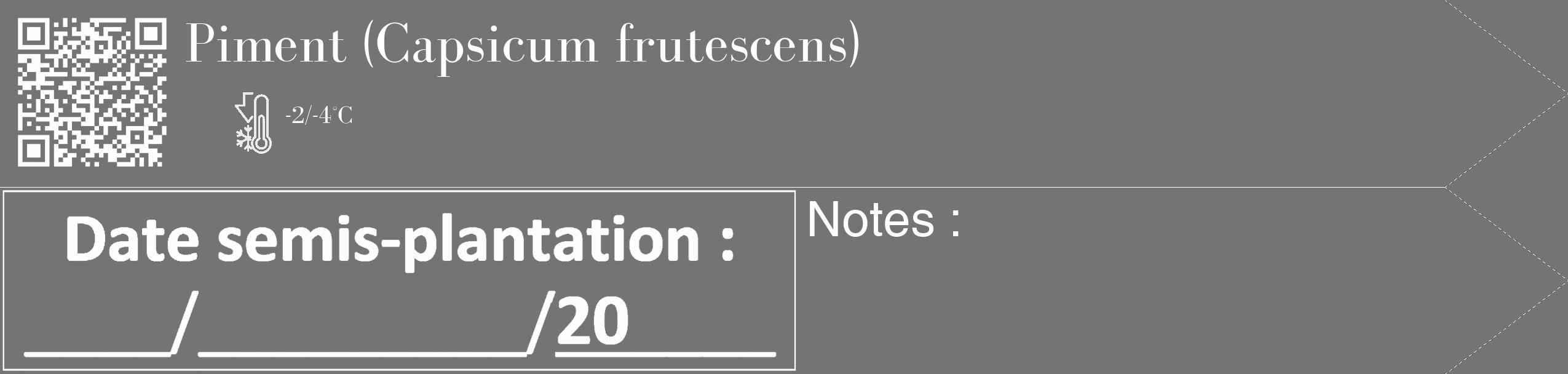 Étiquette de : Capsicum frutescens - format c - style blanche26_simple_simplebod avec qrcode et comestibilité