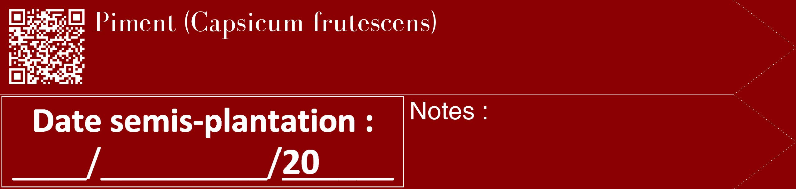Étiquette de : Capsicum frutescens - format c - style blanche34_simple_simplebod avec qrcode et comestibilité