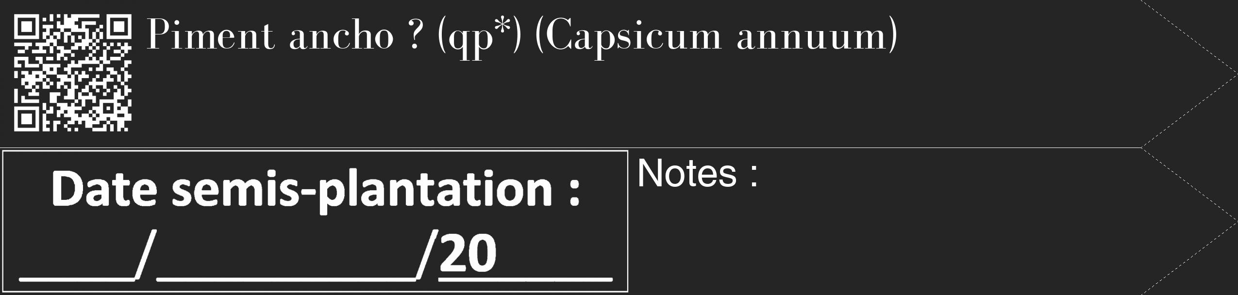 Étiquette de : Capsicum annuum - format c - style blanche47_simple_simplebod avec qrcode et comestibilité