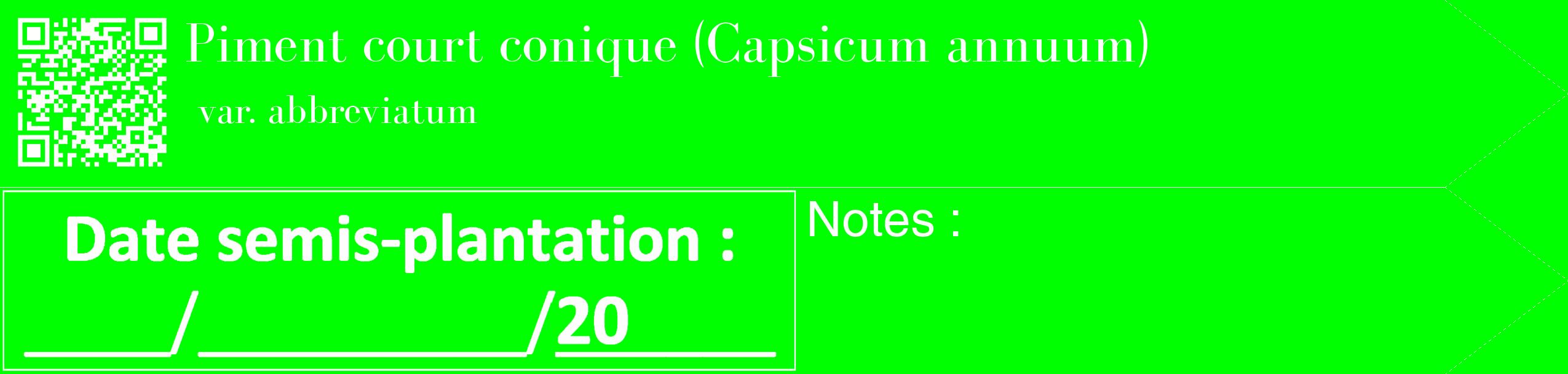 Étiquette de : Capsicum annuum var. abbreviatum - format c - style blanche16_simple_simplebod avec qrcode et comestibilité