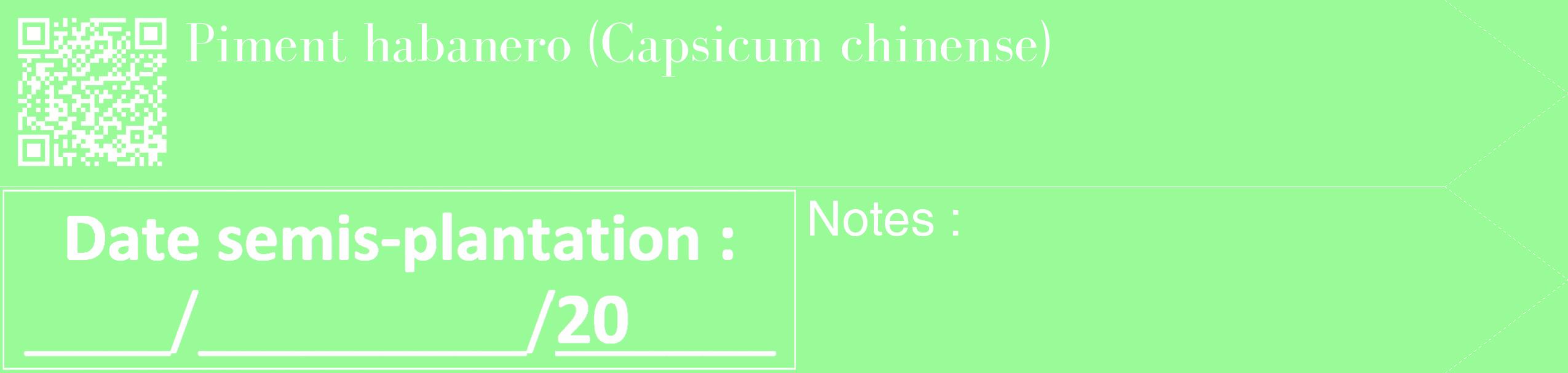 Étiquette de : Capsicum chinense - format c - style blanche14_simple_simplebod avec qrcode et comestibilité