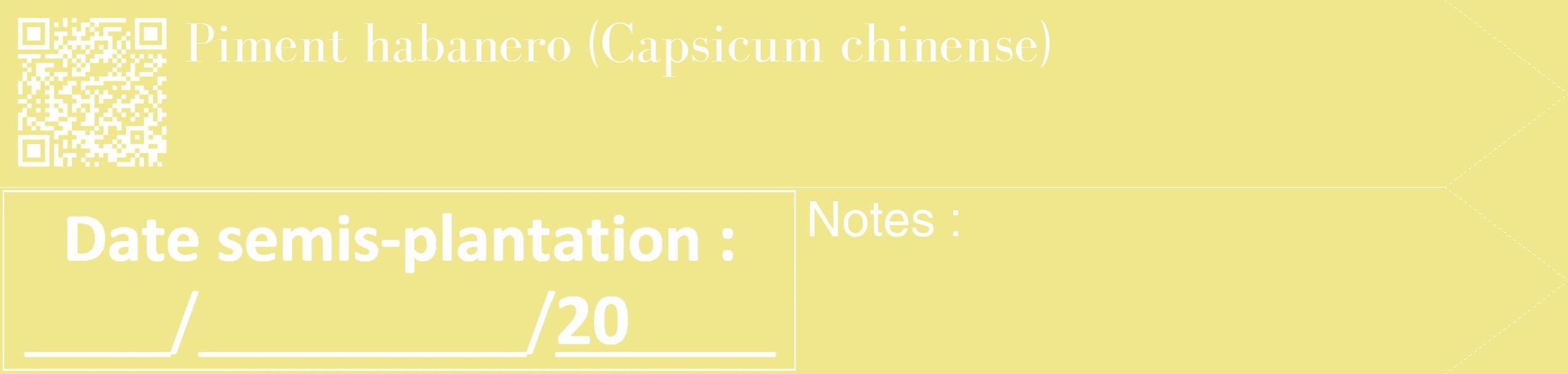 Étiquette de : Capsicum chinense - format c - style blanche20_simple_simplebod avec qrcode et comestibilité