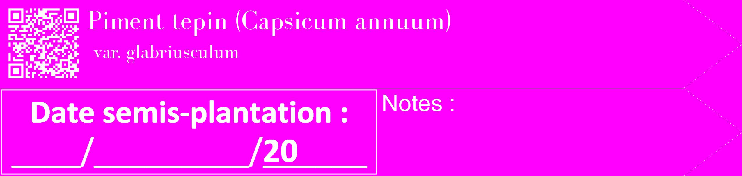 Étiquette de : Capsicum annuum var. glabriusculum - format c - style blanche51_simple_simplebod avec qrcode et comestibilité