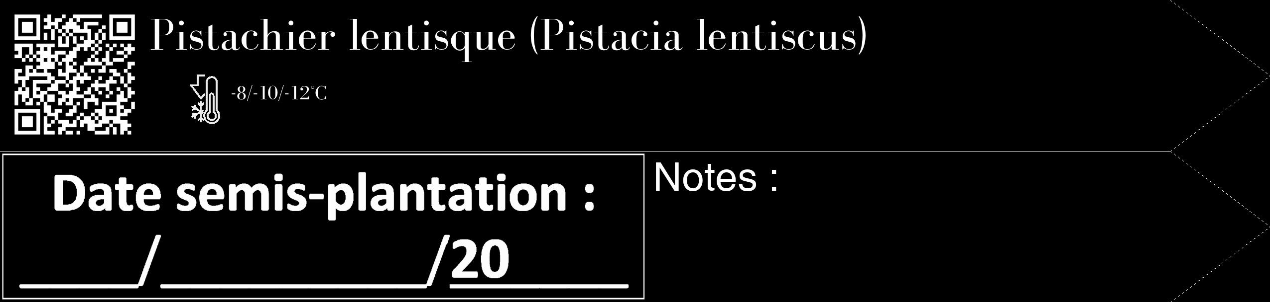 Étiquette de : Pistacia lentiscus - format c - style blanche59_simple_simplebod avec qrcode et comestibilité