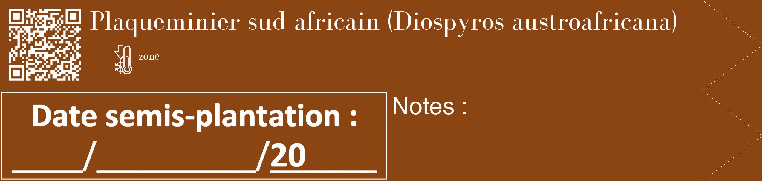 Étiquette de : Diospyros austroafricana - format c - style blanche30_simple_simplebod avec qrcode et comestibilité