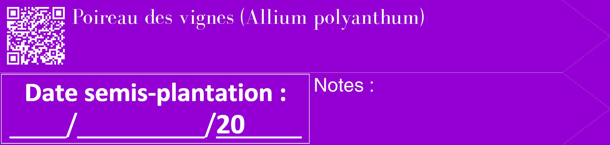 Étiquette de : Allium polyanthum - format c - style blanche48_simple_simplebod avec qrcode et comestibilité