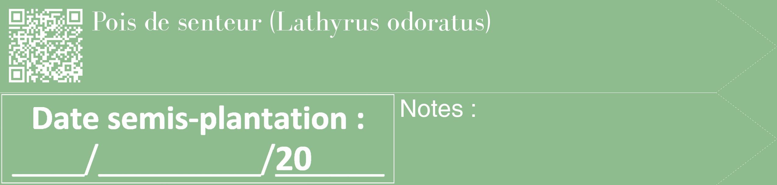 Étiquette de : Lathyrus odoratus - format c - style blanche13_simple_simplebod avec qrcode et comestibilité